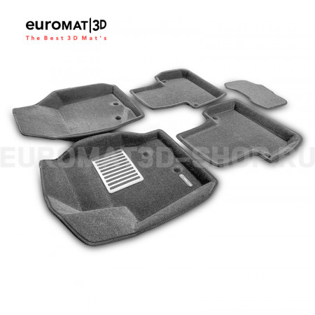 Текстильные 3D коврики Euromat3D Lux в салон для Volvo XC 90 (2002-2014) № EM3D-005508G Серые