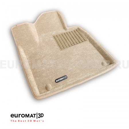 Текстильные 3D коврики Euromat3D Business в салон для Hyundai Santa Fe (2018-) № EMC3D-002704T Бежевые